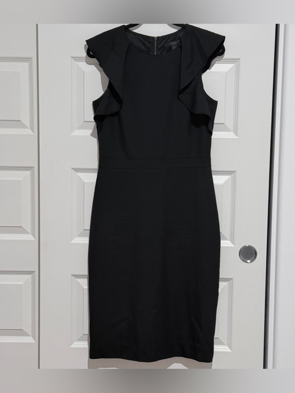 J. Crew Black Ruffle-Shoulder Midi Dress Size 8T
